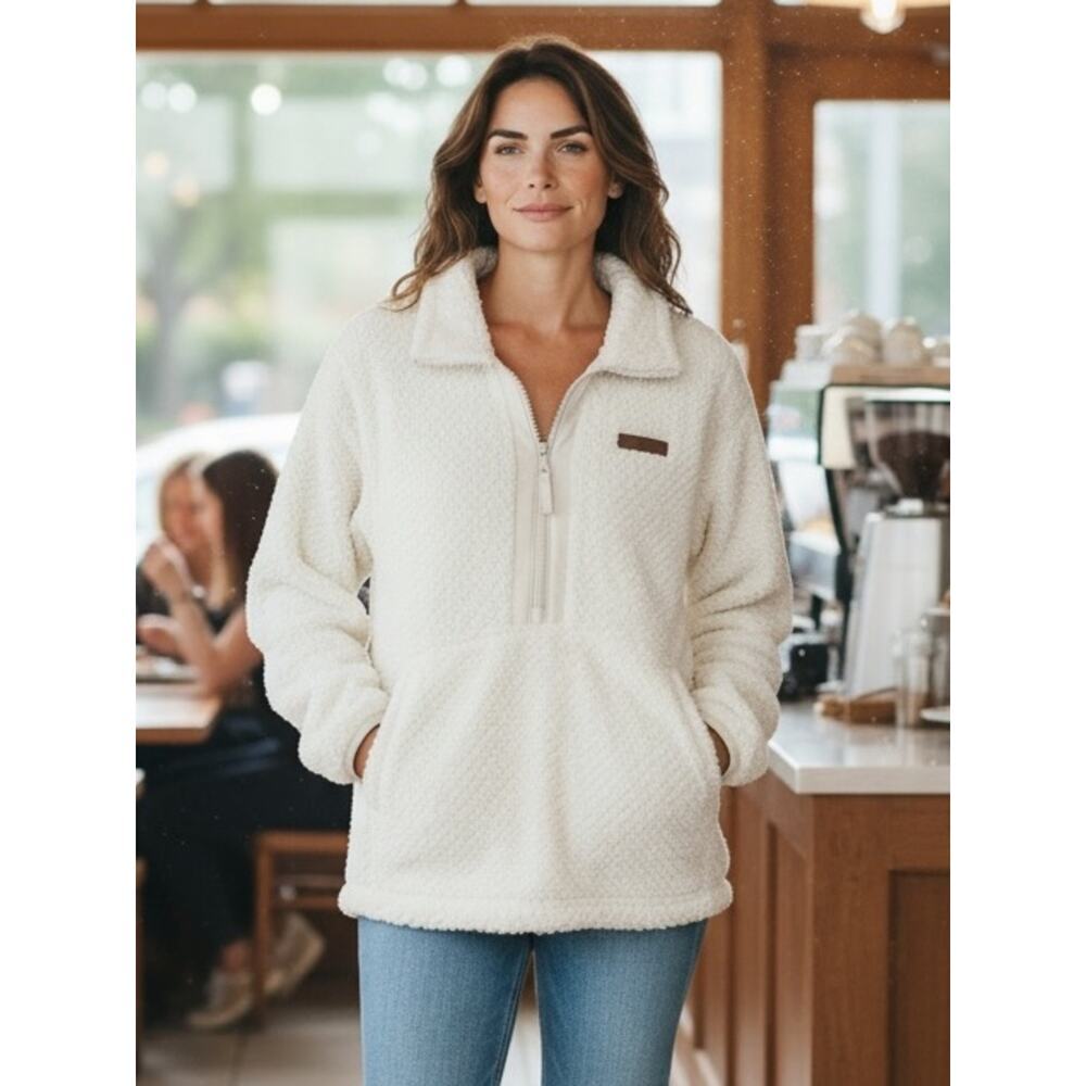 Columbia fire side quarter zip jacket NEW large cream